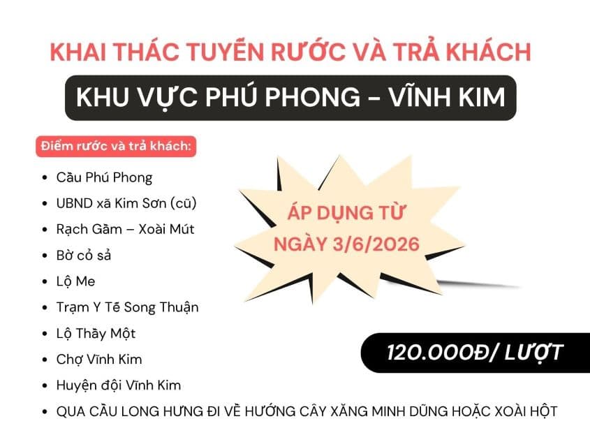 Hùng Hiếu Chính Thức Khai Thác Rước & Trả Khách Tại Khu Vực Phú Phong – Vĩnh Kim